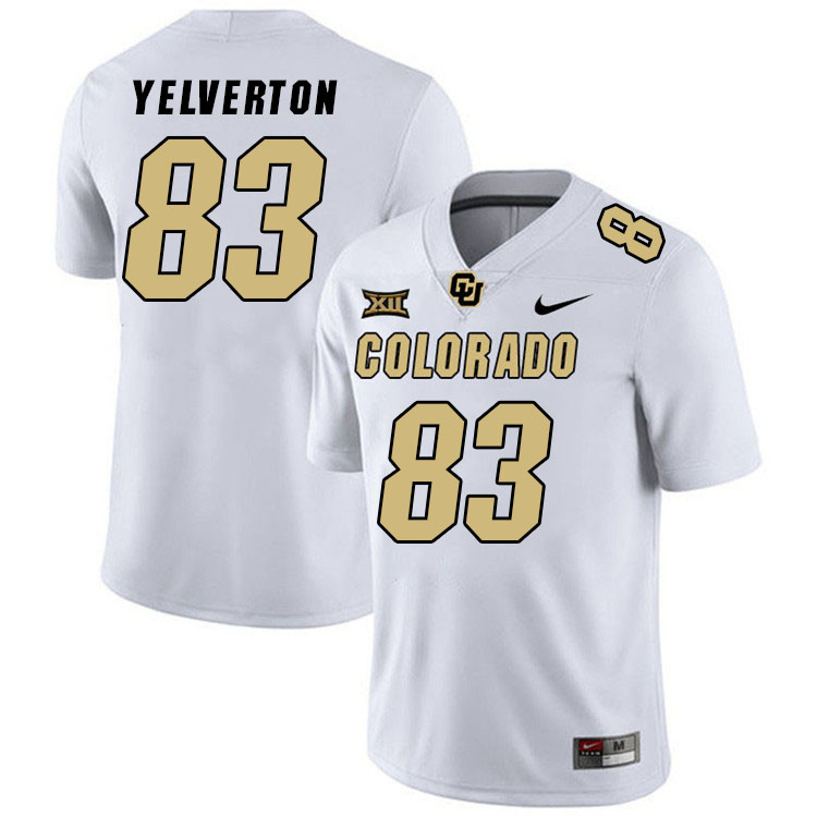 Colorado Buffaloes #83 Elijah Yelverton Big 12 Conference College Football Jerseys Stitched Sale-White
